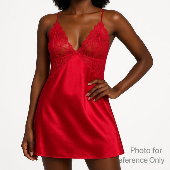 NWOT AvidLove Satin Floral Lace Slip Dress Women's Size Medium Red Intimate Sexy - Picture 1 of 8